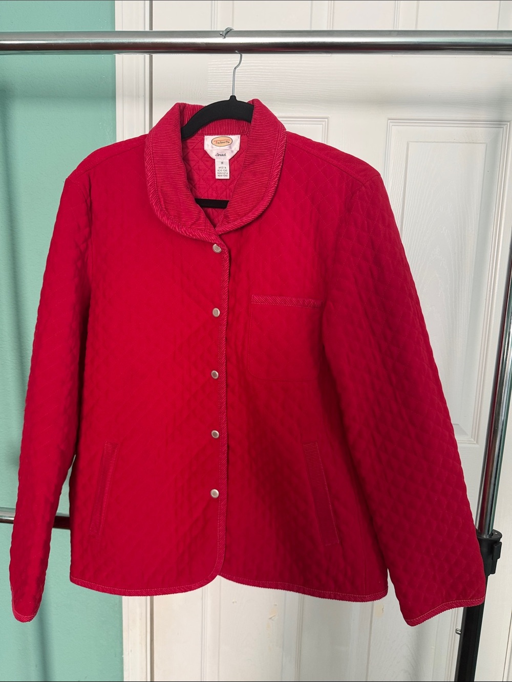 Talbots Vintage Quilted Red Jacket Coat Women Size Medium